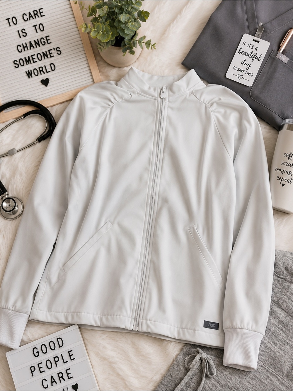 Med Couture white scrub jacket